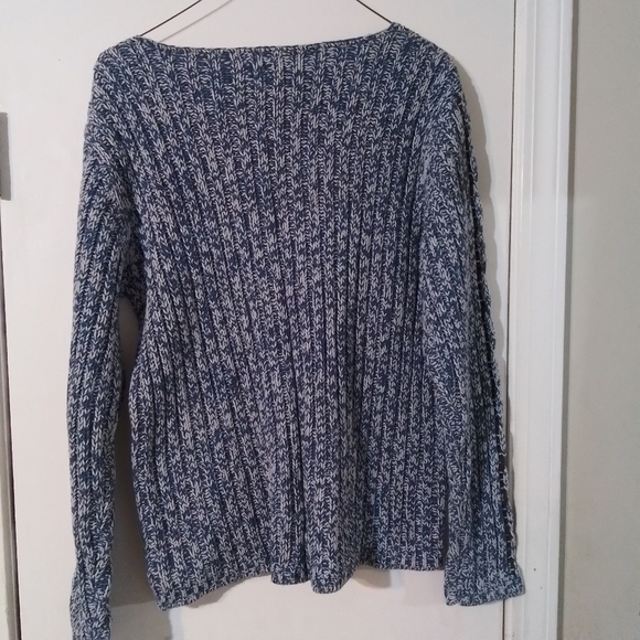 Blue sweater with brown cord detail - Picture 2 of 5